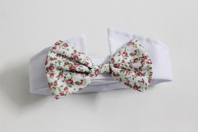 Cat Striped Bow Tie Collar Pet Adjustable Neck Tie White Collar