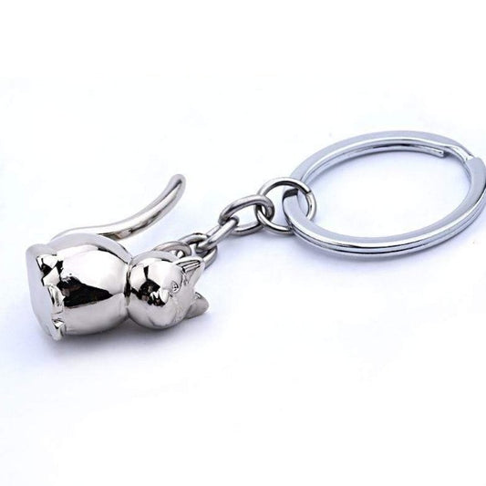 Shop Online For Silver Cat Keyring Cat Keychain Cute Key Ring for Women Kitten Lucky Cat Key Chain Key Holder Mens Car Portachiavi Chaveiro Llaveros Bag Charm