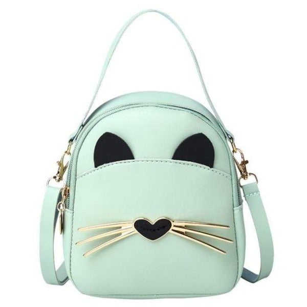 Cat Face Crossbody Bag black Cute Kitty Leather Purse & Handbag For Women