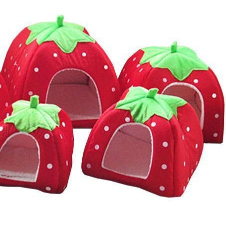 Foldable strawberry-shaped cat house for small cats