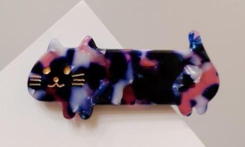 Glitter Mosaic Cat Hair Clip Blue Purple Acrylic Design