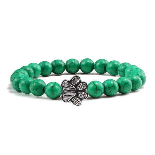 Green Stone Paw Bracelet – Unisex Rope Chain Design