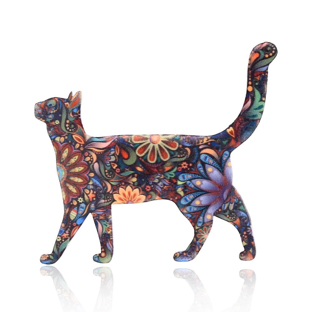 Flowery cat-shaped backpack accessory in various colors