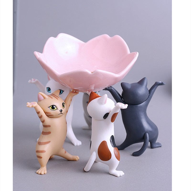 Cat ballerina dancing figurines cartoon cat stand