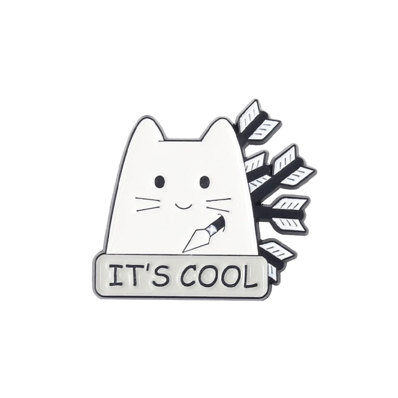 Stylish cat enamel brooches