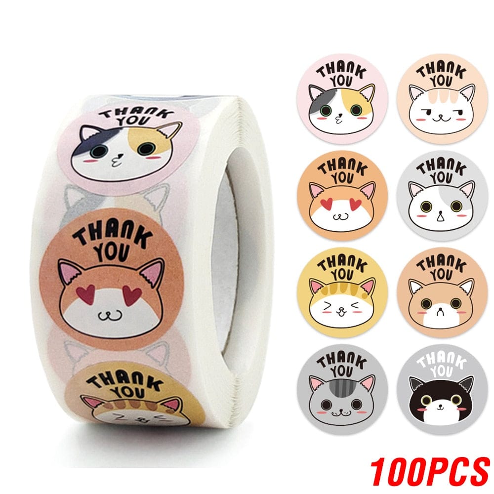 Cat-illustrated Thank You Stickers thank you images with cats