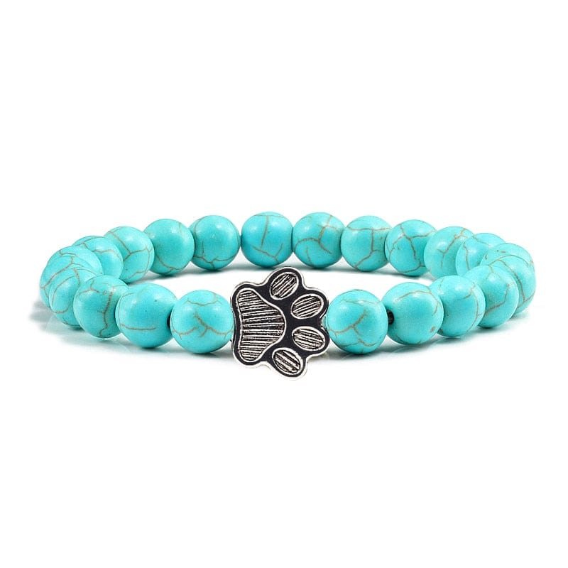 Paw charm bracelet with semi-precious stones