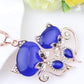 Cute Cat Shape Pink Crystal Pendant Necklace For Women