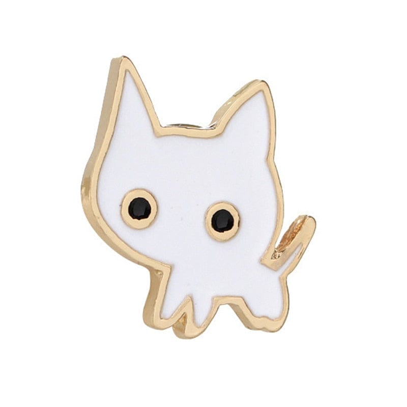 Kawaii kitten enamel pin animal brooch cat black white