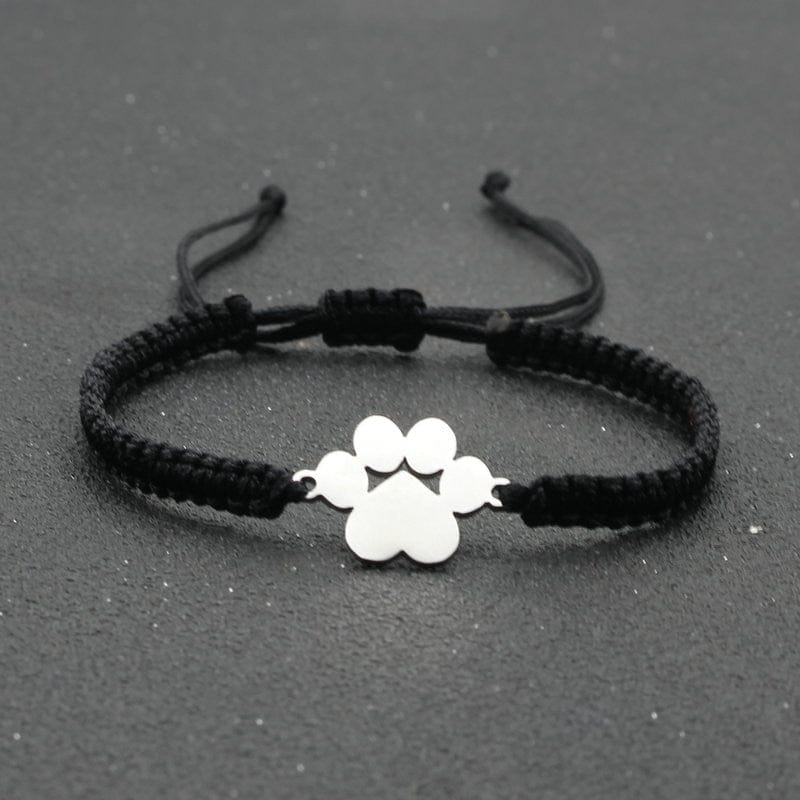 Adorable cat paw friendship bracelets for cat lovers Stainless Steel Bear Claw Charm Bracelet Lovers' Lucky Handmade Braided Adjustable Friendship Bracelets for Women Men Couples