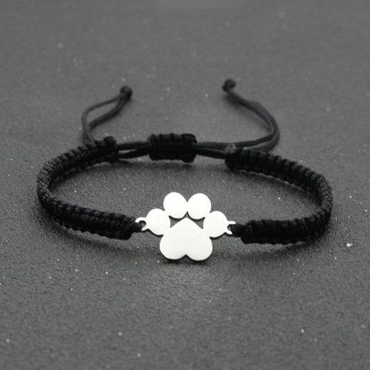 Adorable cat paw friendship bracelets for cat lovers Stainless Steel Bear Claw Charm Bracelet Lovers' Lucky Handmade Braided Adjustable Friendship Bracelets for Women Men Couples