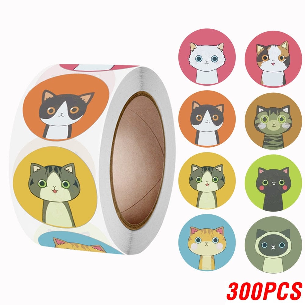 Cartoon Cat Thank You Stickers