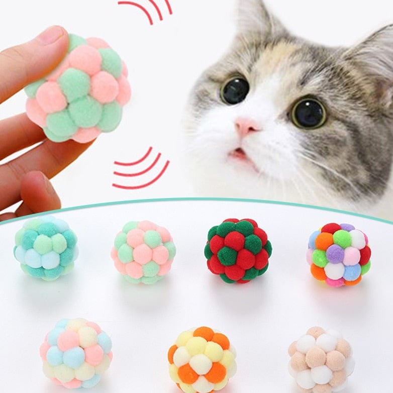 Cat balls with ringing bells for play Cat Toy Balls Mouse Cage Toys Plush Artificial Colorful Cat Teaser Toy Pet Supplies Interactive Plush Toy