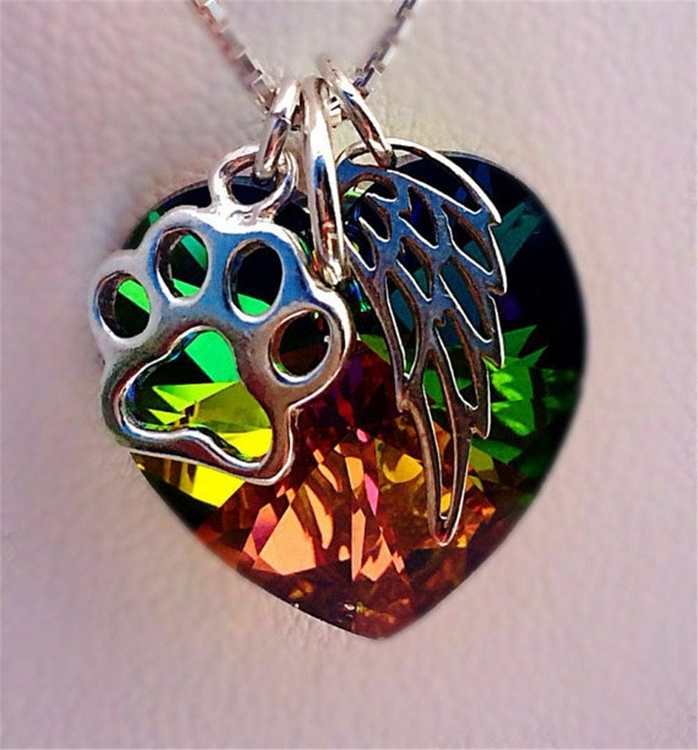 Iridescent Paw Heart Pendant – Vibrant Close-Up Detail