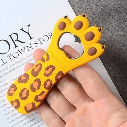 Leopard Cat Paw Bottle Opener Magnet – Yellow Design