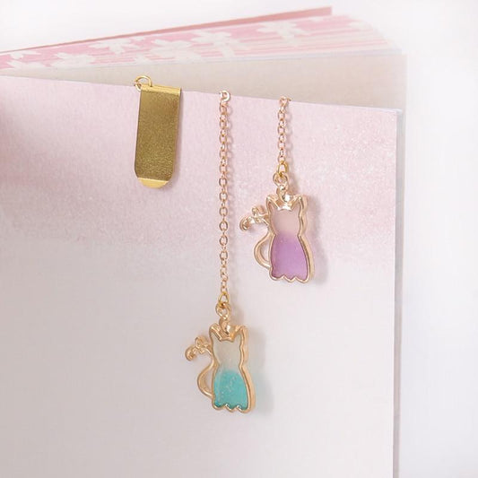 Lovely feline chain bookmark clips v