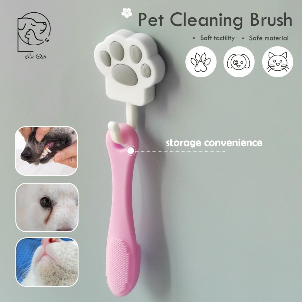 Finger-style brush for toothcare and eyecare in cats cat grooming tools