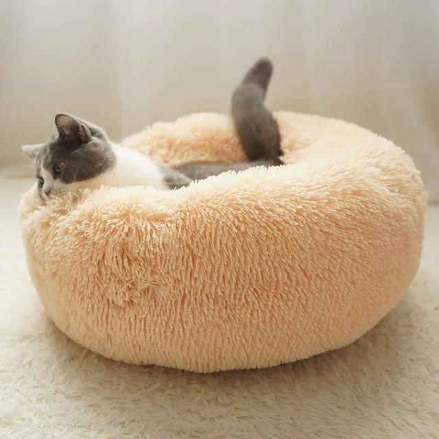 Winter Warm Sleeping Pet Mat, Soft Plush Round Pet Bed Cat Soft Bed Cat Bed for cats