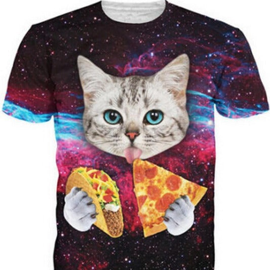 3D Cat Printed T-Shirts
