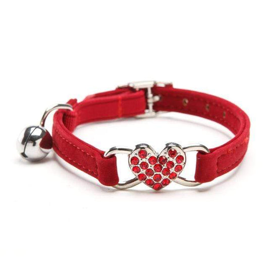 Red Cat Collar with Heart Charm & Bell