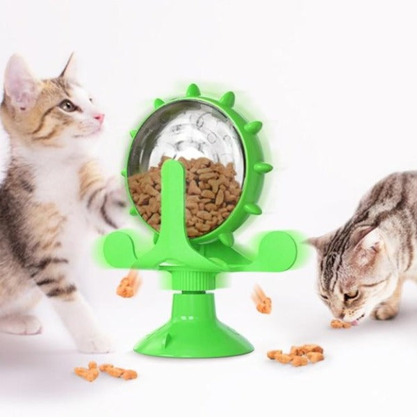 Cat Treat Dispenser Toy Windmill Cat Treat Puzzle cat toy rotatable