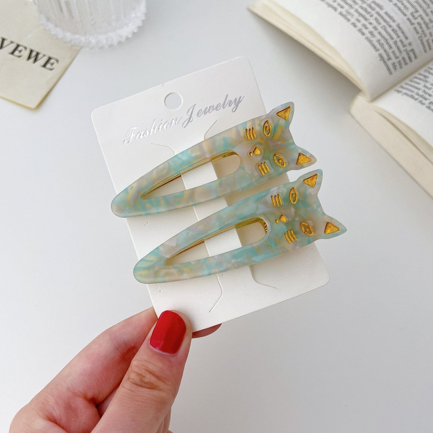 Stylish cat-shaped hair barrettes beautiful cat hair clips
