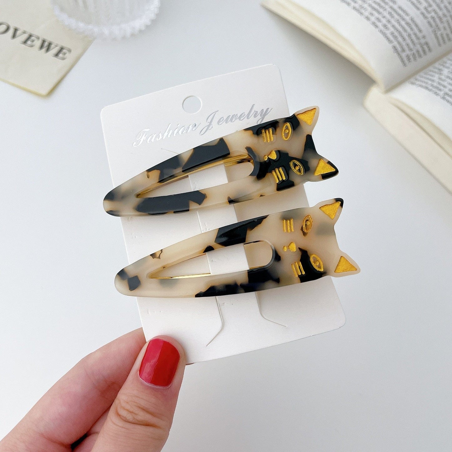 Fashionable feline hair accessories hair bb clip cat