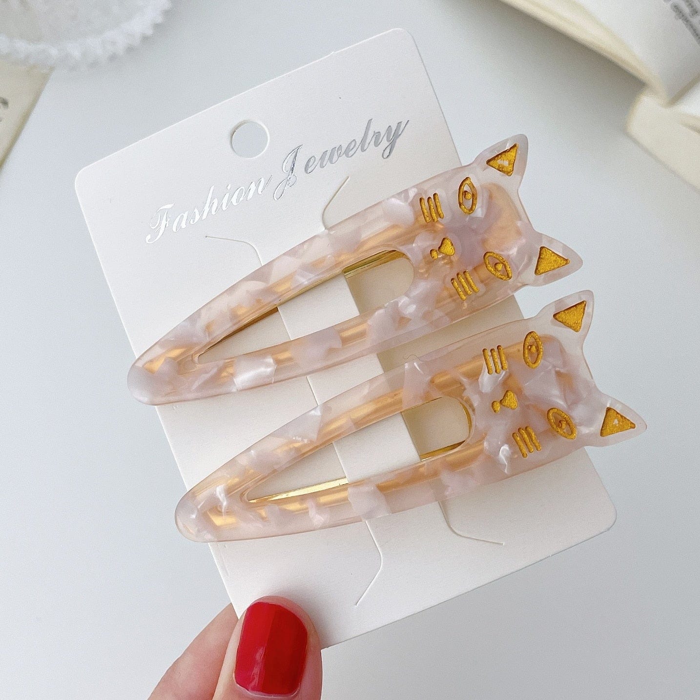 Trendy cat hair barrettes Girls Hairpins Cute Cat Acetate Hair Clips Headdress Womens Water Drop Leopard Print Barrettes Hair Accessories Gift