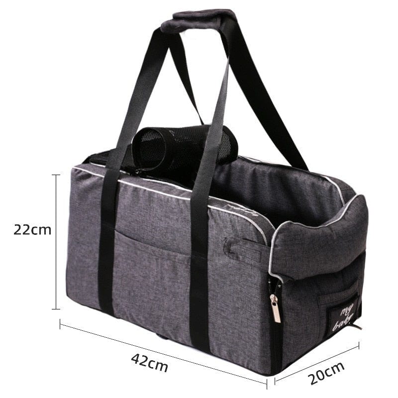 Travel-friendly cat carrier designed to fit armrests