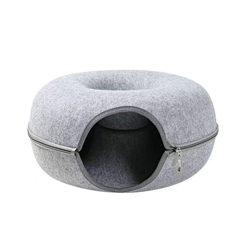 Indoor interactive cat donut bed
