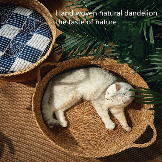 Bamboo cat scratch board nest Pure Manual Rattan Woven Cat Nest, Four Seasons, General Dandelion, Cool Bed, Cat Scratch Board, Pet Products