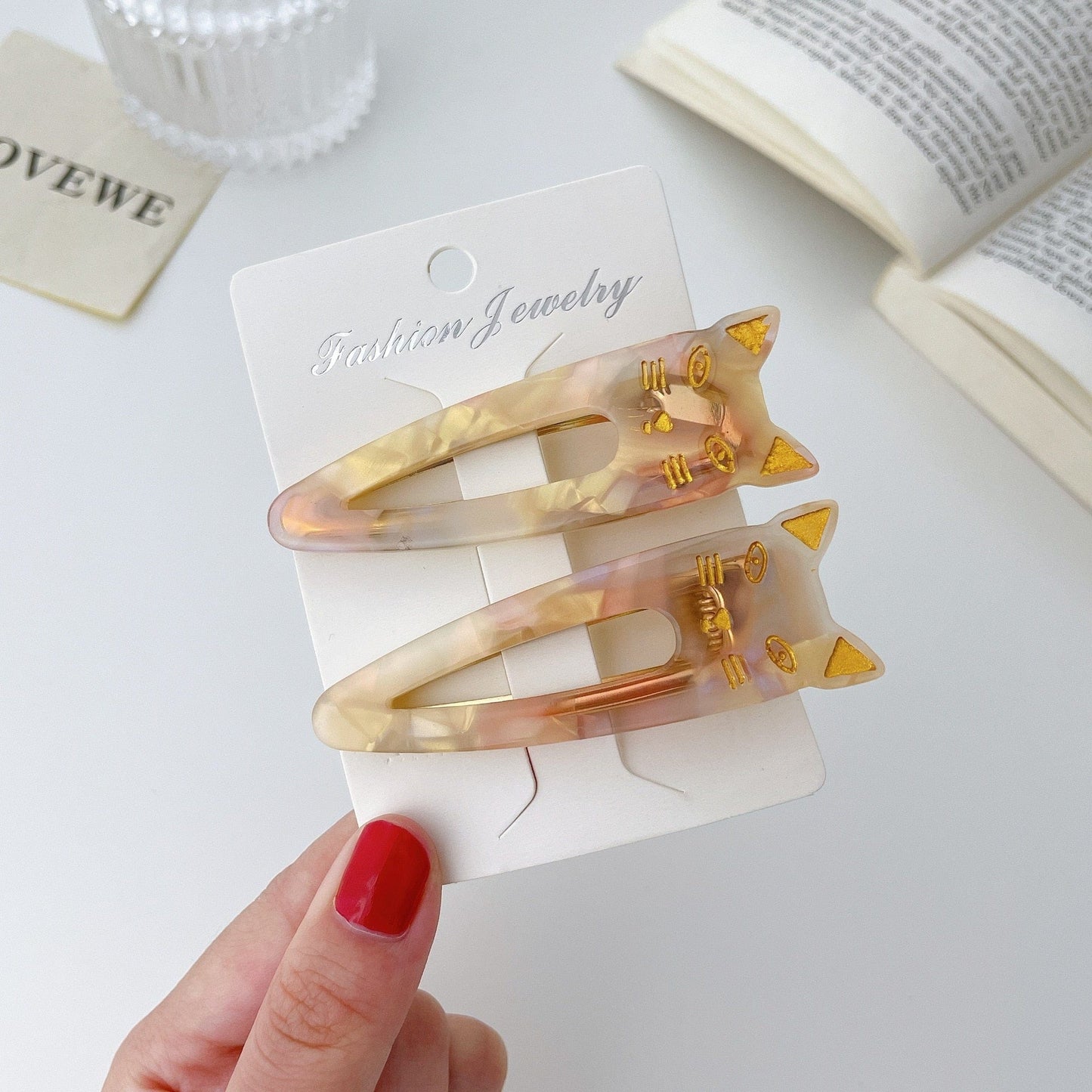 Chic cat barrettes for trendy looks acetate cat hair clip