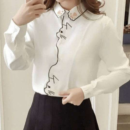 Cat Embroidery Long Sleeve winter leggings for women