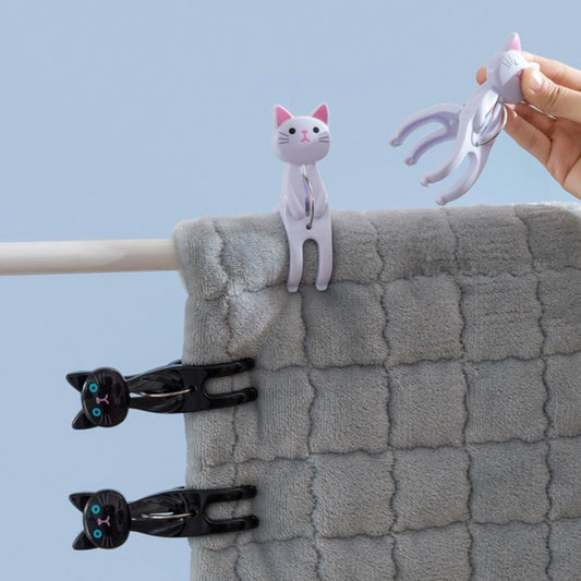 2Pcs Cat Clothes Pegs 2023 2PCS Clothes Pegs Multifunction Beach Towel Clips Bed Sheet Handdoek Plastic Windproof Clothespins Cute Socks Creative Cats