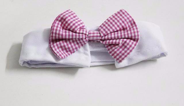 Cat Striped Bow Tie Collar Pet Adjustable Neck Tie White Collar for Tuxedo