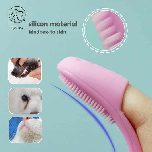 Best toothcare eyecare finger cat brush Dog Cat Cleaning Supplies Soft Pet Finger Brush Cats Brush Toothbrush Tear Stains Brush Eye Care Pets Cleaning Grooming Tools
