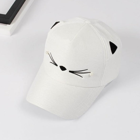 White Kitty Ear Cap