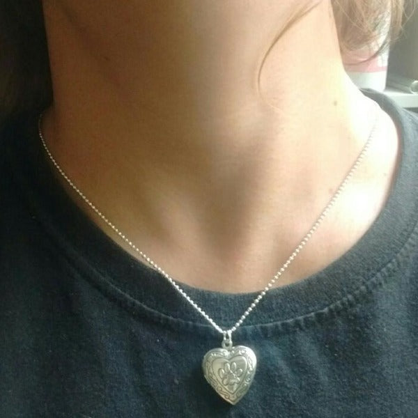 Memory Locket Necklace Pendant Pet Cat Paw Footprint Jewelry