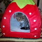 Strawberry Cave Foldable Cat House, Strawberry Cat Bed
