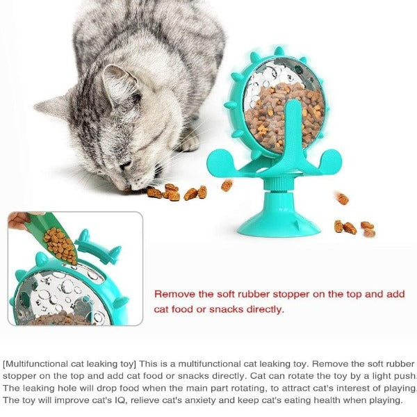 Rotating Interactive Windmill Cat Dog Toy Pet Food Treat