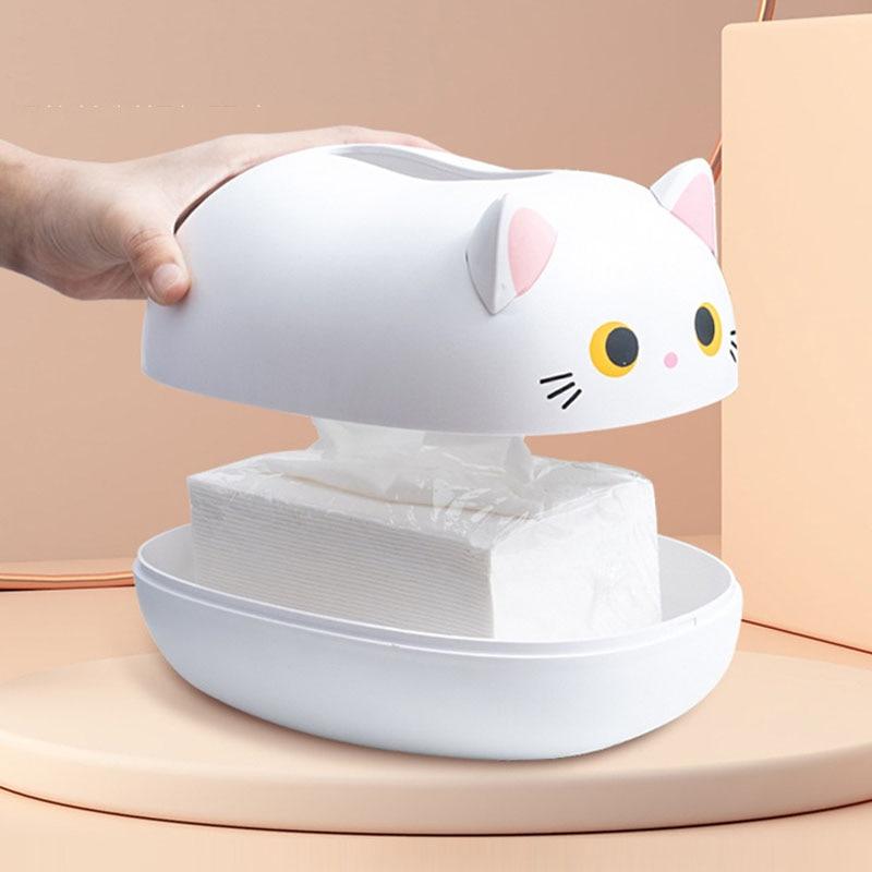 White Cat Tissue Holder in Use – Cute & Functional Design