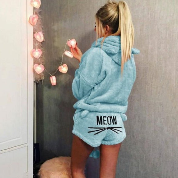 Winter Cat Meow Pajamas Set