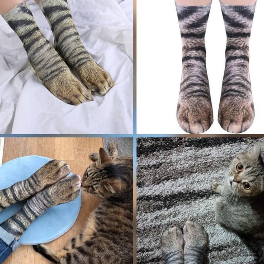 Animal paw print socks for animal lovers Novelty Animal Paw Crew Socks Funny Leopard Tiger Cotton Socks For Women Kawaii Stock Cat Dog Horse Zebra Pig Paw for Party