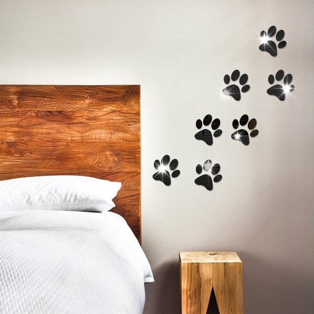 Whimsical acrylic paw decals for walls 3d mirror wall stickers