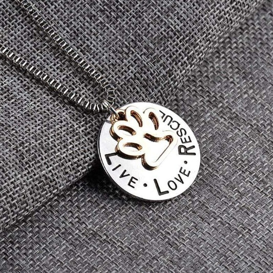 Cat Claw Pendant Necklace Letter Live Love Rescue Cat Claw Necklace