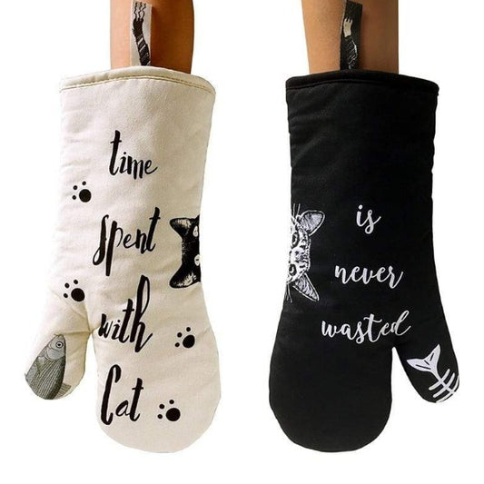 Cat Design Heat Resistant Gloves cat kitchen gloves