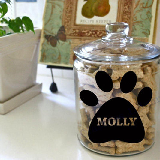Personalized Cat Paw Stickers Personalized dog name on Paw Print Vinyl Decal Stickers for Container / Dog food cans