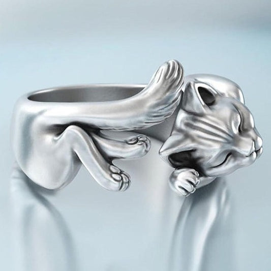 Adjustable Cat Body Ring, Cat Adjustable Ring   Stylish Jewelry & Cat Ring