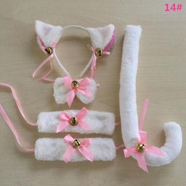 White & pink Cosplay kitty Suit