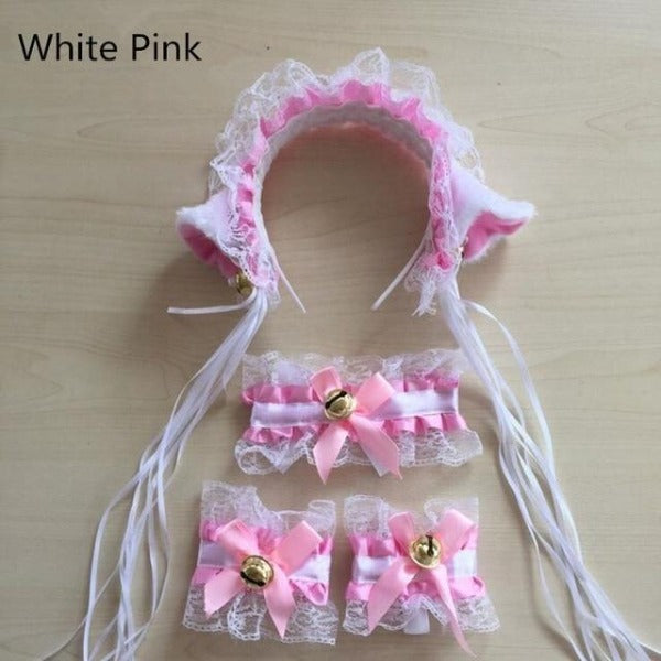 Cat Fox Ear Bell Headband Bow Neckwear  Housemaid Cosplay Fancy Dress